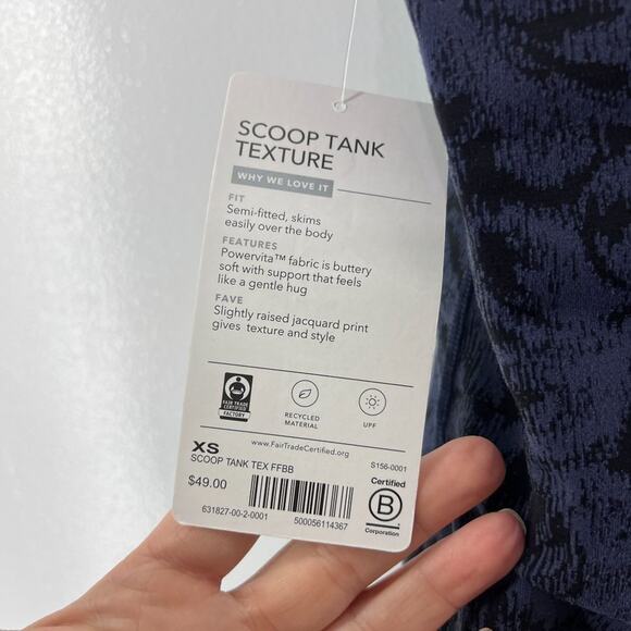 Athleta Scoop Tank Texture Blue Black Womens Xsmall Workout - Picture 3 of 7